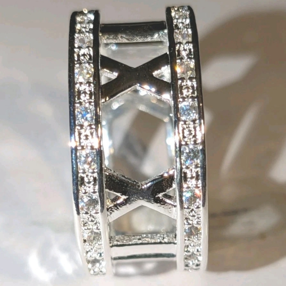 2Ct Simulated Diamond Full Eternity Roman Numeral Ring in 925 Sterling Silver